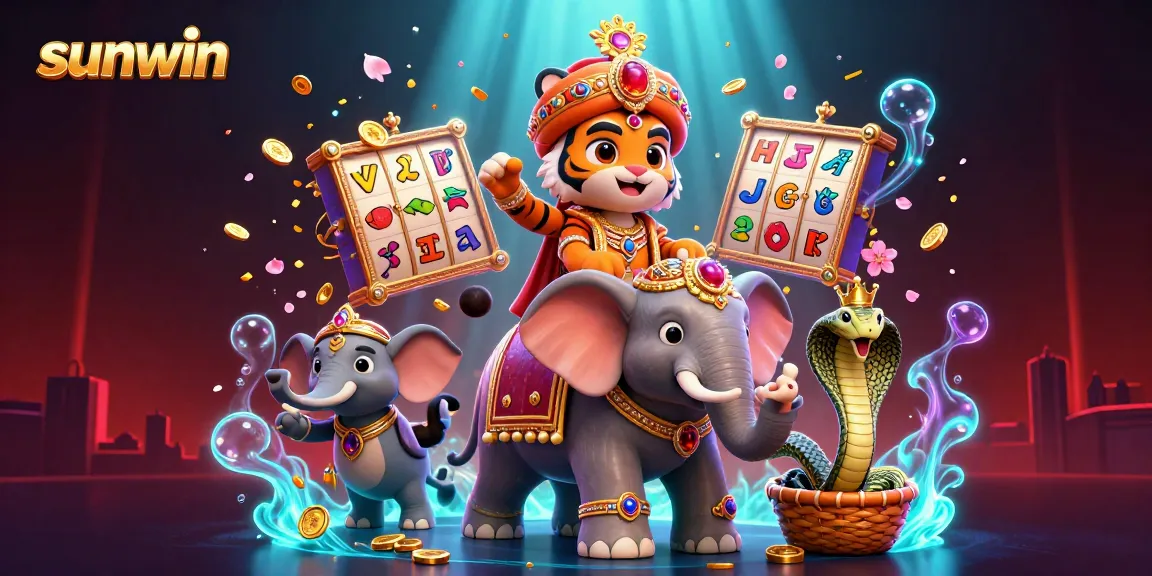 Experience the excitement of sunwin with vibrant 3D characters amidst casino slot action.