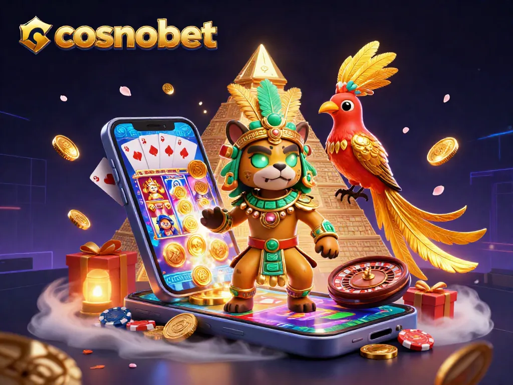 Experience thrilling gameplay at cosmobet with dazzling casino elements, slot games, and vibrant characters.