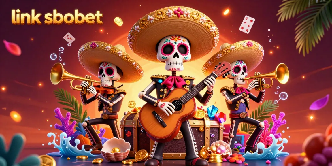 Engage with link sbobet through vibrant 3D mariachi illustration showcasing lively betting elements.