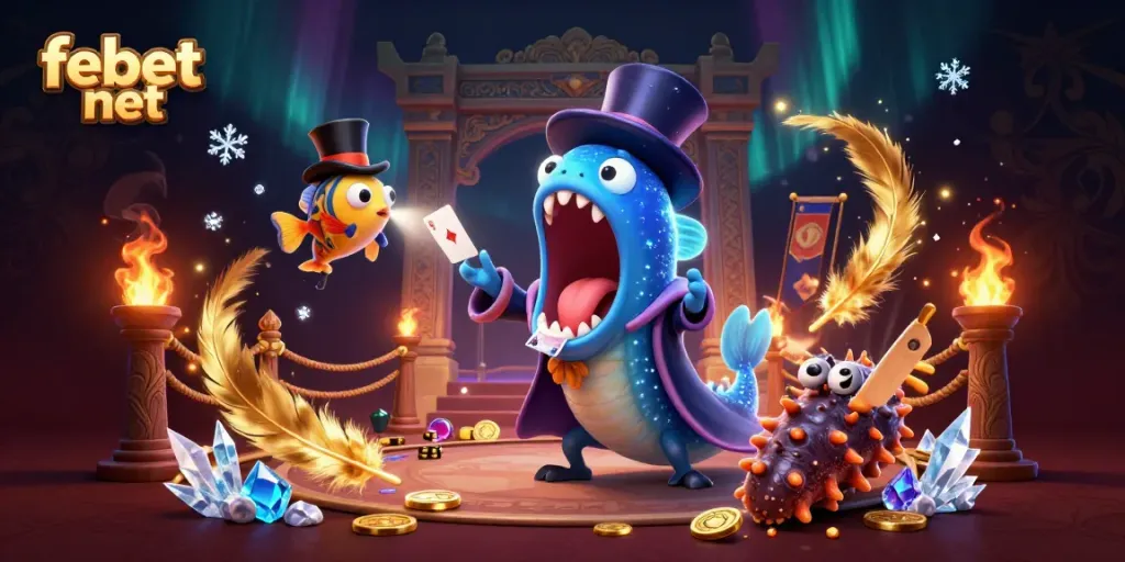 Experience the thrilling magic of febet net with fantastical creatures in a vibrant casino setting.