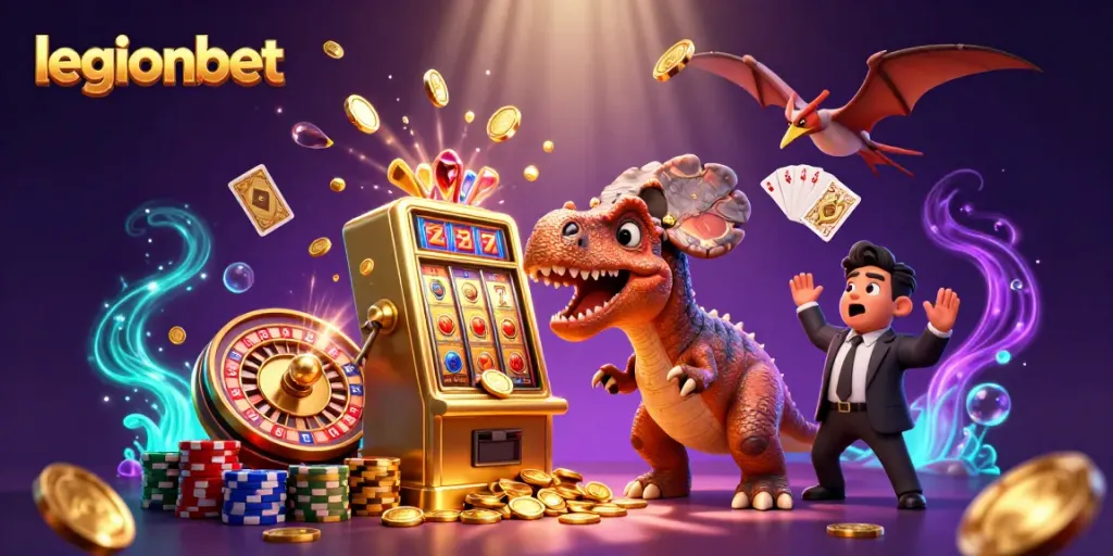 Experience the excitement at legionbet with a thrilling pachycephalosaurus winning on a slot machine!
