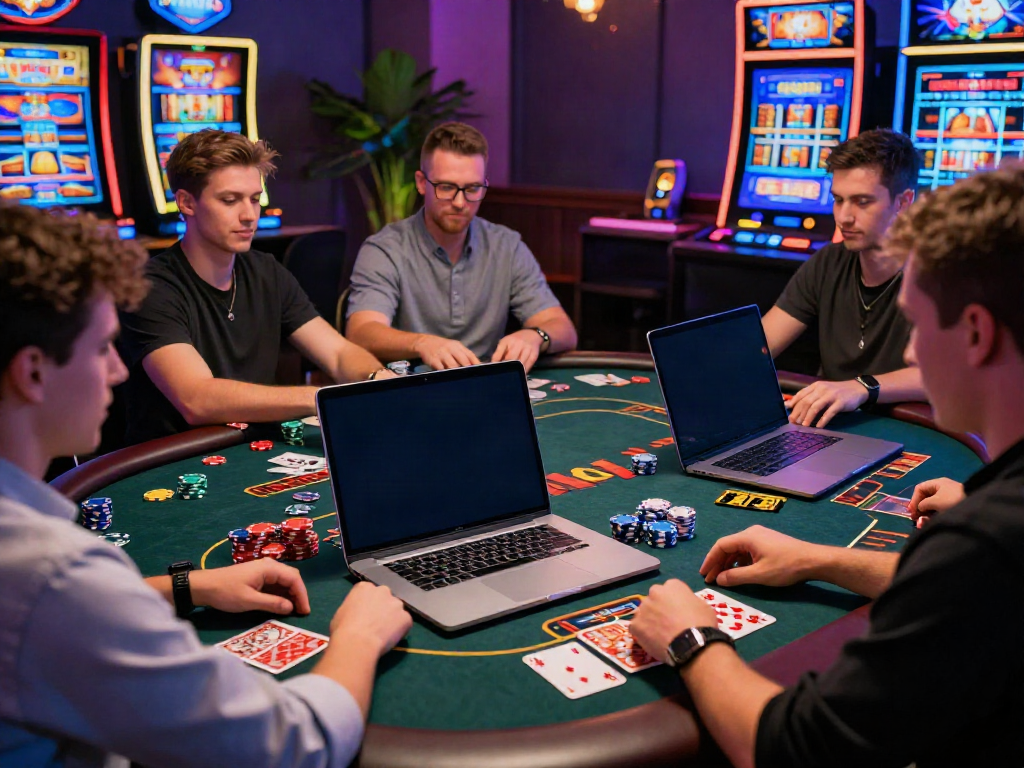Exciting players engaging with credit card casinos UK scenes, showcasing vibrant gaming atmosphere.