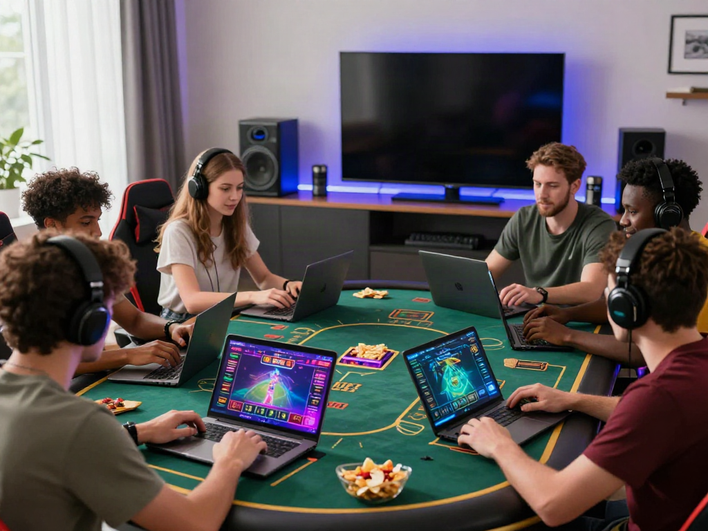Exciting online gaming experience at TX88 with diverse players enjoying high-stakes games in a modern lounge.