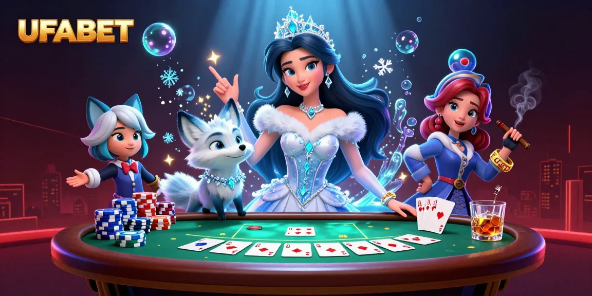 Bet on UFABET with a stunning illustration showcasing a glamorous scene of poker excitement and rich casino elements