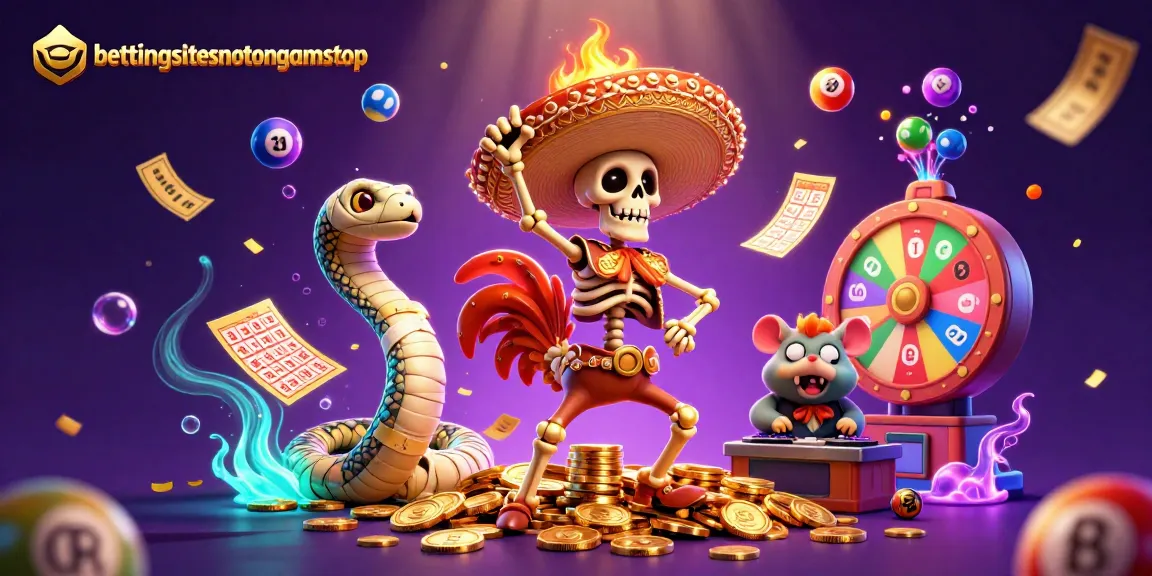 Mastercard betting sites not on GamStop showcase vibrant, dynamic casino action with lively characters.